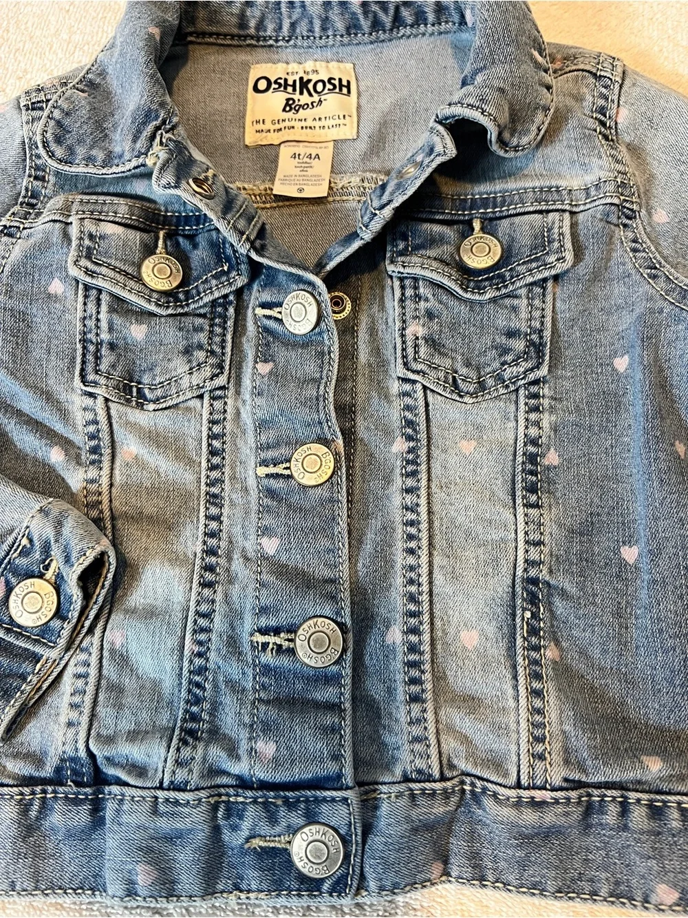 OshKosh B'gosh Light Blue Denim Jacket for Kids Size 4 toddler
